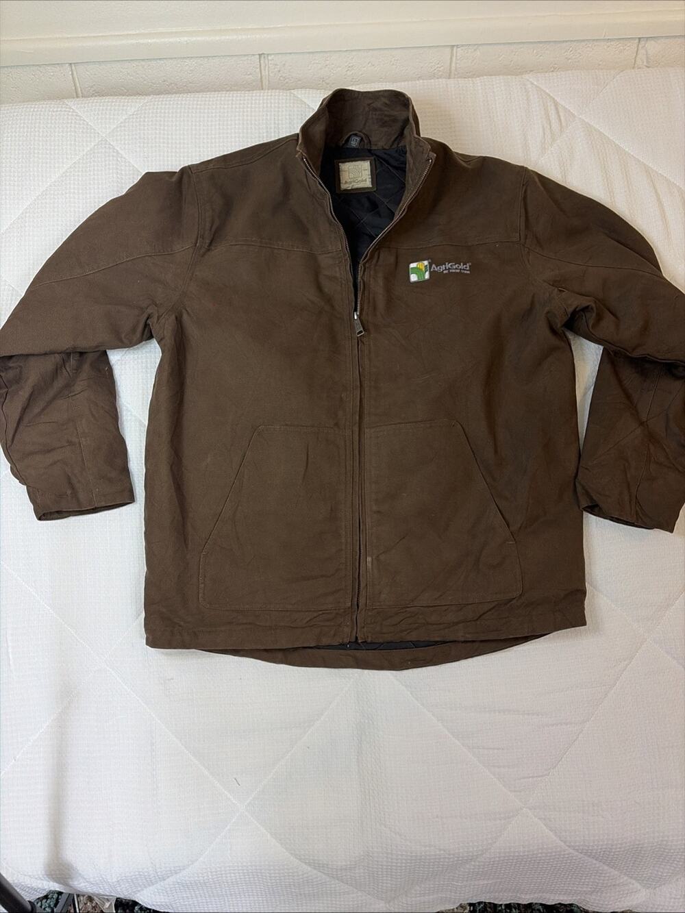 AgriGold Mens L Brown Heavy Canvas Insulated Work Jacket Quilted Utility L
